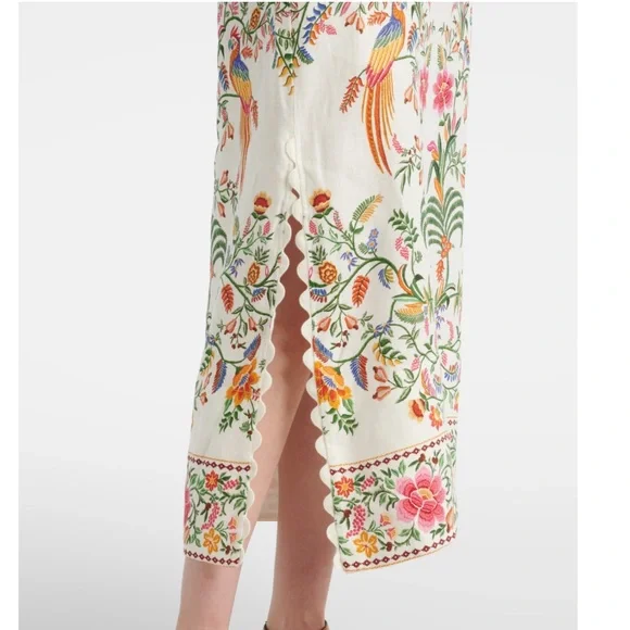 FARM Rio Off-White Delicate Forest Premium Linen Maxi Dress Size Small NWT - Picture 5 of 16